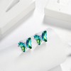 Green Butterfly Heart Studs Earrings Women 925 Sterling Silver Animal