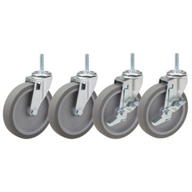 4" Caster Set of Four | 3/8-16x1-1/2 Threaded Stem Mount with Brakes