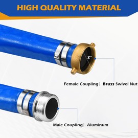 2" x 50 ft Discharge Hose for Swimming Pools, Heavy Duty PVC Lay Flat Water Backwash Hose,Durable Pool Drain Hose with Aluminum Pin Lug Fittings for Water Pump And Filters