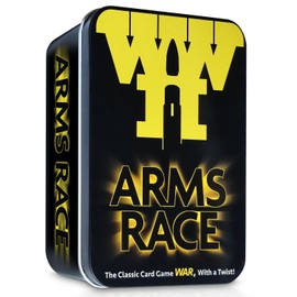 Gamie Arms Race War Card Game, Themed-Educational Card Game, Ages 5-12 & Plus, Blue & Olive Green, 194 Cards, Tin Storage, WWII Historical Learning Game