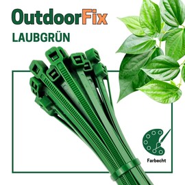 OutdoorFix Cable Ties 150 x 3.5 mm, Pack of 50 - Leaf Green - Weatherproof, UV-Resistant