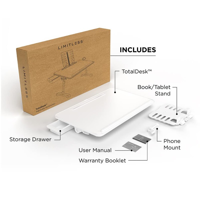 Limitless TotalDesk Portable Workstation and Lap Desk with Adjustable Height