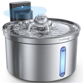 Wireless Cat Water Fountain - Safe Water-Electricity Separation, 3.5L Stainless Steel, XL Filter for Less Replacement, 4000mAh Battery, Motion Sensor & Ultra-Quiet Pump - FEELNEEDY