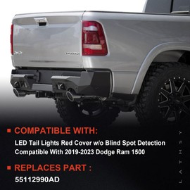 LED Tail Lights Red Cover w/o Blind Spot Detection With 2019-2023 Dodge Ram 1500 Right Passenger Side Replace:55112990AD