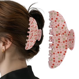 Cherry Hair Claw Clips Trendy Hair Clips Cute Claws for Thick Thin Cherry Hair Accessories for Women (Cherry-pink clip)