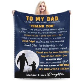 to My Dad Birthday Gift Blanket from Daughter 50"x60" Birthday Gifts for Dad for Dad Father Gifts Soft Flannel Throw Blanket Best Dad Gifts