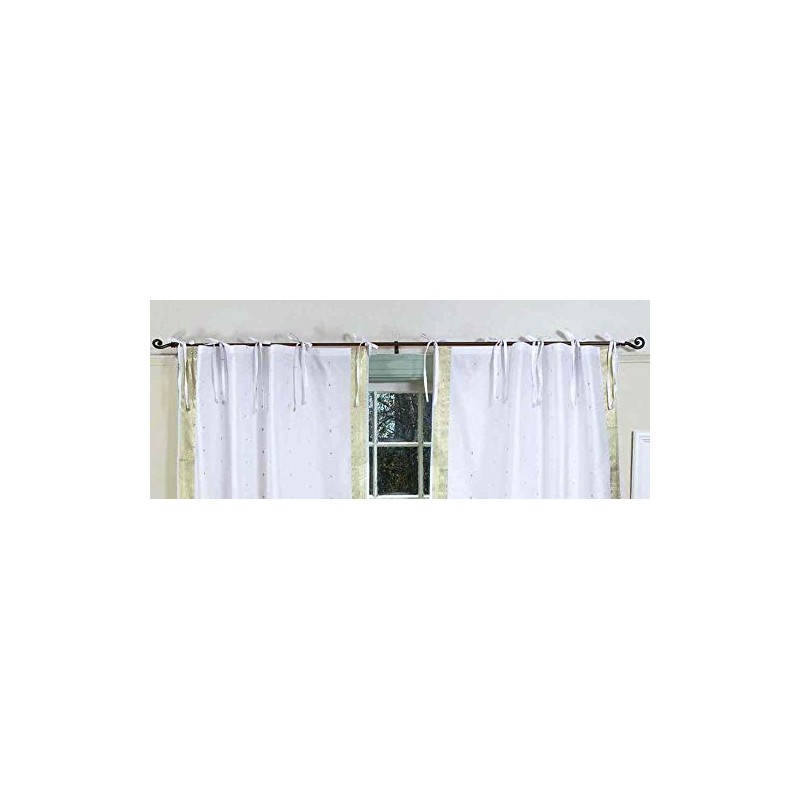 Indian Selections White with Gold Tie Top Sheer Sari Curtain/Drape/Panel