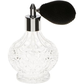 Topxome 100ml Clear Crystal Vintage Style Perfume Bottle Long/Short Spray Tassels Atomizer Pump Refillable Glass Bottles Lady Makeup Tool (Short Black)