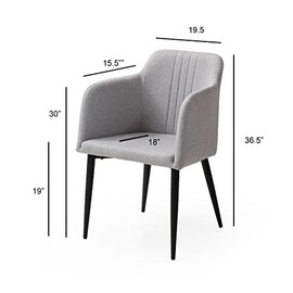 AC Pacific Jason Accent Chairs Set of 2 with Soft Upholstery, Stylish and Durable Seating with All-Black Metal Legs, Modern Armchair for Living Room, Bedroom, or Home Office, Rhino Grey