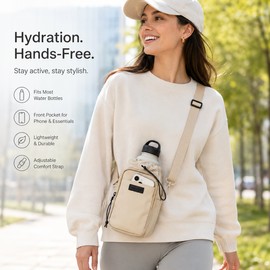 Insulated Water Bottle Holder with Strap & Phone Pocket – Waterproof Crossbody Bottle Carrier Bag for Travel, Hiking & Daily Outdoor Use