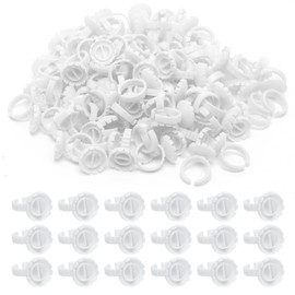 Wincredulous 100 PCS Lash Glue Rings, Lash Glue Holder, Lash Extension Volume Lashes Quick Blossom eyelash glue holder for Eyelash Extension Supply (White)