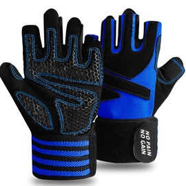 FINGER TEN Weight Lifting Gloves Gym with Wrist Support for Men Women Full Palm Protection Grip, Work Out Gloves fit Pull Ups Sport Training Fitness (Navy, M)…