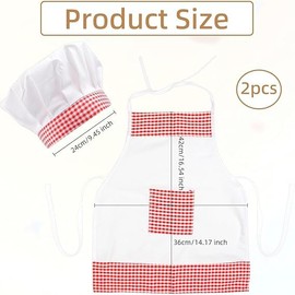 2 Pieces Lovely Chef Outfit for Babies, Cute Chef Costume/Chef Hat/Apron for Babies Aged 6-24 Months, Red White Photo Prop Costume, Lace Up Cooking Clothes for Boys as a Keepsake Photo