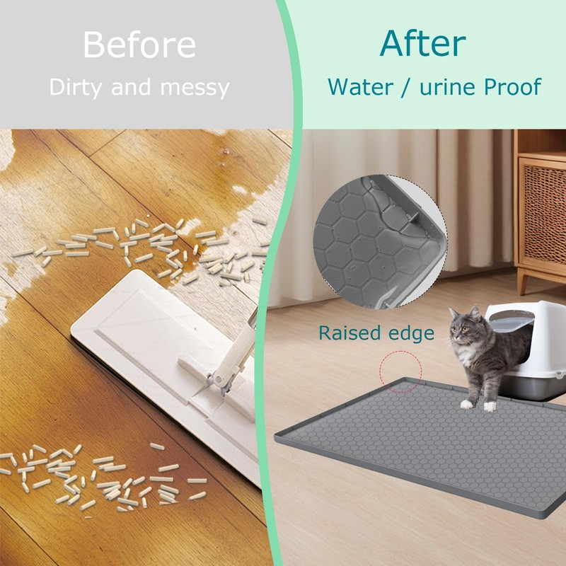JSXZWOO Cat Litter Mat, Silicone Large Cat Mat for Litter