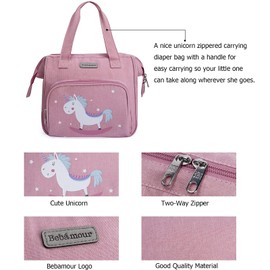 Bebamour Unicorn Baby Doll Changing Bag with Doll Changing Pad Carry Baby Doll Accessories Fashion Kids Bag for Baby Girl