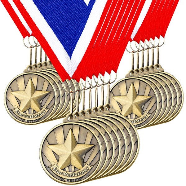 Quelay 100 Pcs 2'' Award Medals Bulk Gold Winner Medals