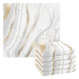 CaTaKu Kitchen Dish Cloths for Washing Dishes,Gold Marble White Dish Cloths Reusable Cleaning Cloth Washcloths Dish Rags Dish Towels for Kitchen, 6 Pack