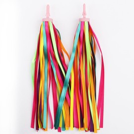 Threetols 1 Pair Colorful Bike Streamers, Bicycle Grips Tassel Ribbon Handlebar Scooter Streamers Scooter Bicycle Grips Accessories