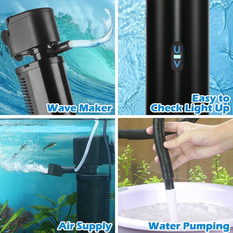 Aquarium Filter for 40-150 Gallon Tank, U-V Fish Tank Green