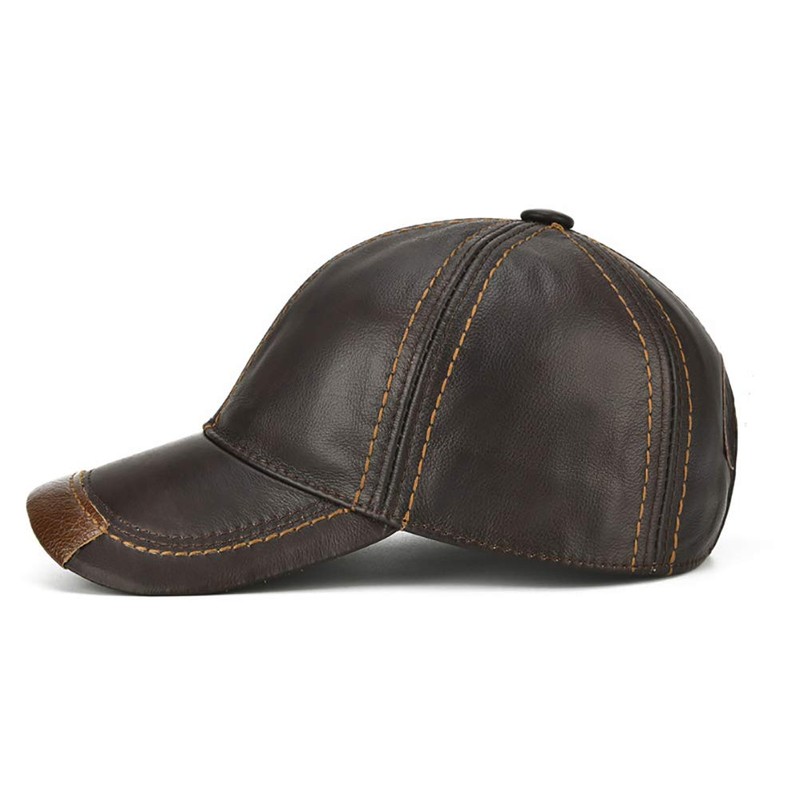 Gudessly Adjustable Men's Genuine Cowhide Leather Baseball Cap for Fall