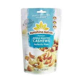Sunshine Nut Company 'Perfectly Plain' Cashews, Peanut Free, Gluten Free, GMO Free, 7 oz, Pack of 6