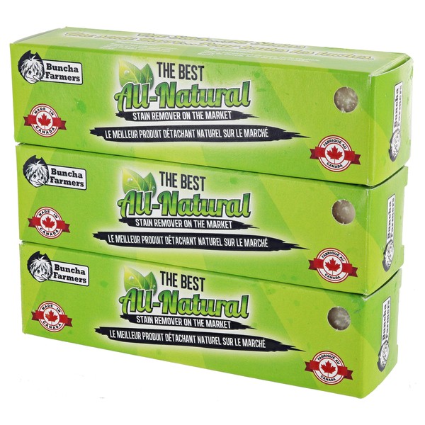 BunchaFarmers All Natural 100% Biodegradable Environmentally Friendly Stain Remover Stick Made in Canada (3 Pack)