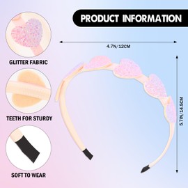 Norbiariz Headbands for Women's Hair, 6 Pack Cute Headbands Glitter Bow Hairbands Non-slip Head Bands Hair Accessories for Women Girls