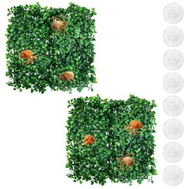 PINVNBY 2 PCS Hermit Crab Climbing Toys Hermit Crab Climbing Wall with Suction Cups Plastic Faux Grass Mat Hermit Crab Accessories for Hermit Crab Tank Decor (10 x 10 Inch)