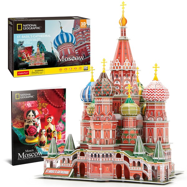 CubicFun 3D Puzzles for Adults St.Basil's Cathedral National Geographic Architecture, Moscow Puzzles for Adults Russia Building Gifts for Women Men, Model Kits Toys for 8 Year Old Girls, 224 Pieces