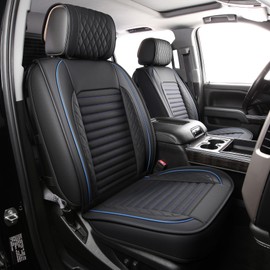 JOJOBAY Chevy Silverado Seat Covers,GMC Sierra Seat Covers,Custom Fit 2007-2024 1500 2500HD 3500HD Crew Double Extended Regular Cab,LT LZT RST Trail Boss(Front Pair,Black Blue)