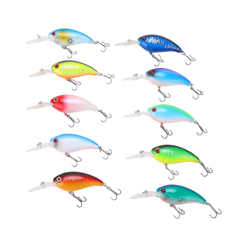 10Pcs Artificial Crankbait 3D Fishing Bait Fishing Accesories for Bass