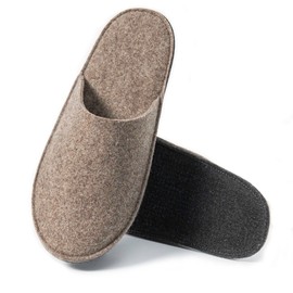 easy and green Guest Slippers Felt with Non-Slip Sole - Made in Germany - Slippers for Guests - Warm Guest Slippers, beige