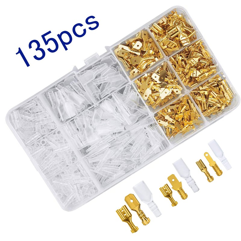 Flat Terminal Set, 135 Piece Set, Crimp Terminals, Connection Terminals,