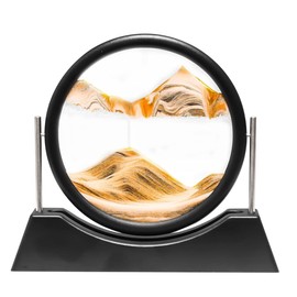 Cuadros de Arena Giratorios, Pintura de Arena 3D Dinámica, Paisaje de Arena Redondo, Decoración de Arte de Movimiento, Regalo (marrón)