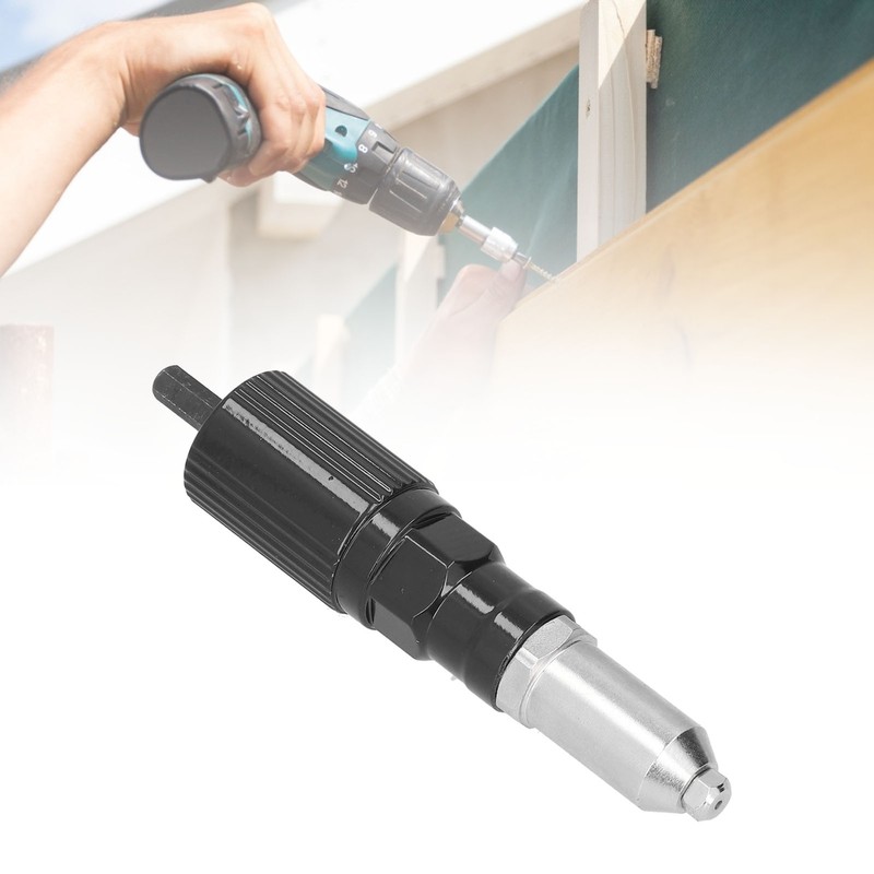 Electric Rivet Gun Adapter Black Hex Shank Cordless Riveting Drills