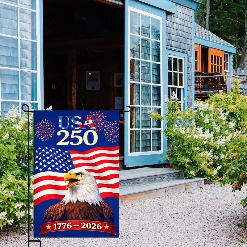 USA 250 Anniversary Garden Flag, Patriotic American Eagle Flag 12x18