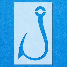 Fishing Hook Stencil: Mylar Airbrush Wall Art Painting Crafts - 190 Micron| DIY-A5 Stencil - Design Size (170 x 94 mm)