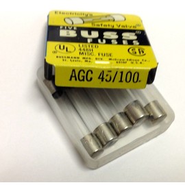 Box of (5) Bussmann AGC 45/100 3AG 1/4" x 1-1/4" Fast acting Fuses