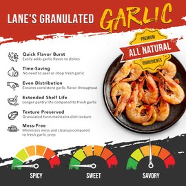 Lane's Granulated Garlic Seasoning - All Natural Premium Garlic Granules for Cooking and Grilling | No Preservatives | 10.5oz