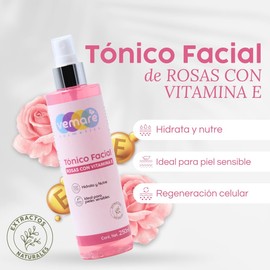Vemare Cosmetics Tónico Facial De Rosas Y Vitamina E Hidratante 250 ml