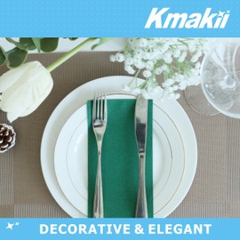 KMAKII Disposable Napkins Cloth Like Paper Napkins Linen-Feel Guest Towels Paper Hand Towels Hand Napkins Cloth For Bathroom,Weddings, Parties,Dinners 50 Count, Size 7.87 X 15.75 Inches- Green