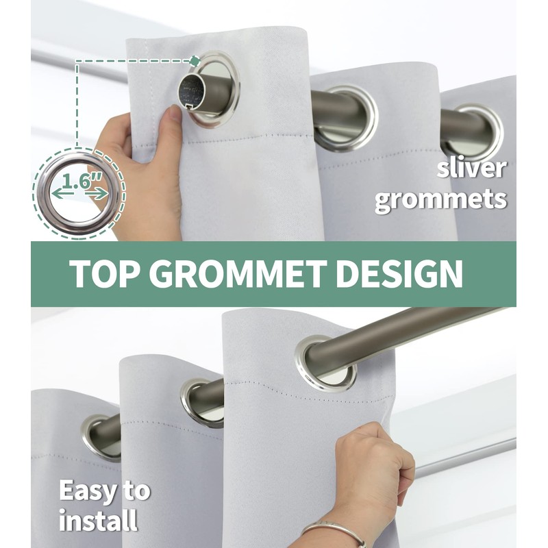 QUEMAS 100% Blackout Curtains 63 Inch Length for Bedroom 2