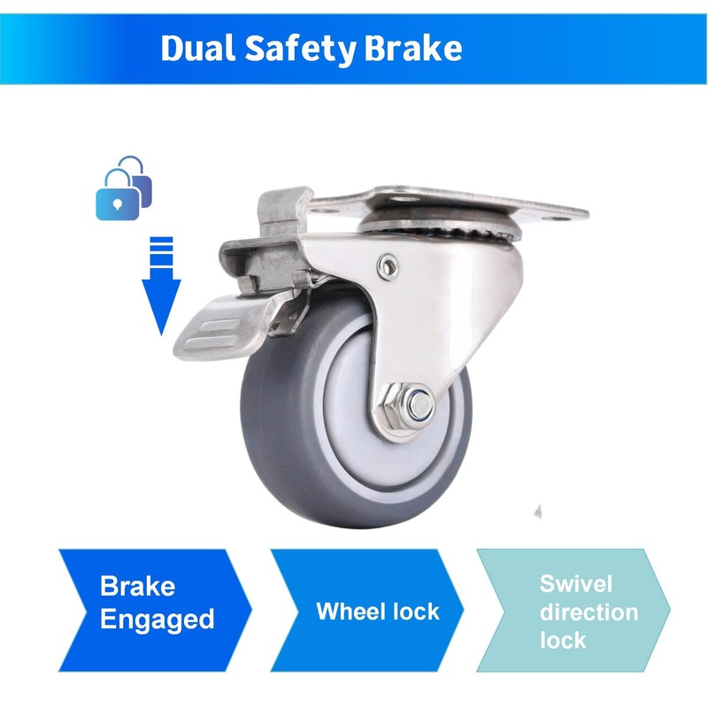 Fixhando 2 Inch Stainless Steel Caster Wheels Set of 4,