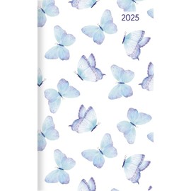 Alpha Edition - Pocket Planner Style Butterfly 2025 Pocket Calendar, 9.5 x 16 cm, Calendar with 64 Pages, Separate Address Book, Note Area and International Calendar