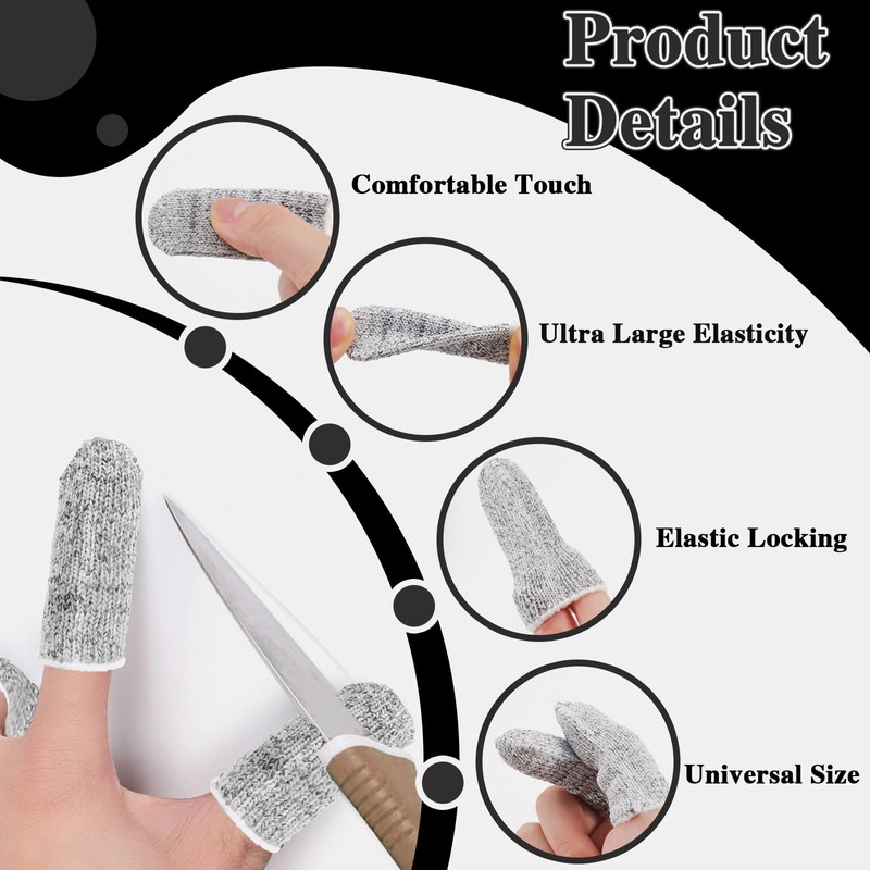 50 Pieces Cut Resistant Finger Covers Protector for Fingertips, Reusable