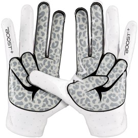 Grip Boost Youth Football Gloves Peace Stealth 6.0 Boost Plus Technology Kids Receiver Gloves - Youth Sizes (White/Black, Youth Large)