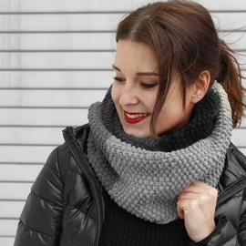 myboshi New Haven Scarf Knitting Set, Includes No.1 Wool, Circular Knitting Needle, Instructions and Label, Knitting Pack for Beginners, 30% Merino Wool, Titanium Grey with Circular Knitting Needle