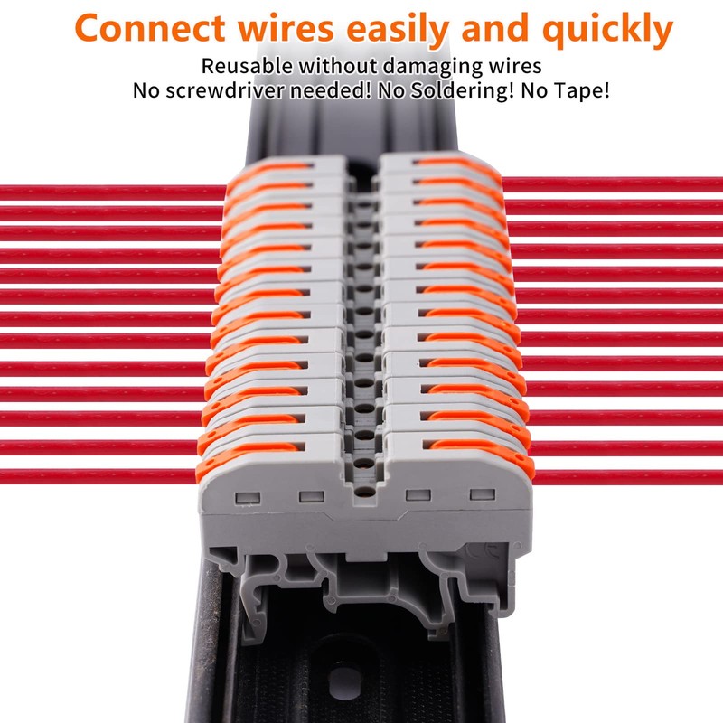 50PCS DIN Rail Connectors Block Terminal Kit,Universal Class Terminal Blocks