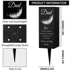 WEBEEDY Dad Cemetery Vases Decorations for Grave Metal Vase Flower Holder with Spike Flower Holder in Loving Memory Sign Grave Memorial Decor for Funeral Father's Day Memorial Day,1 pc(3x8 Inch)