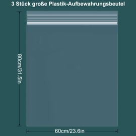 Pack of 12 Large Clear Storage Bags, 60 x 80 cm Extra Large Resealable Zip Poly Plastic Bags for Clothes, Bedding, Suitcases